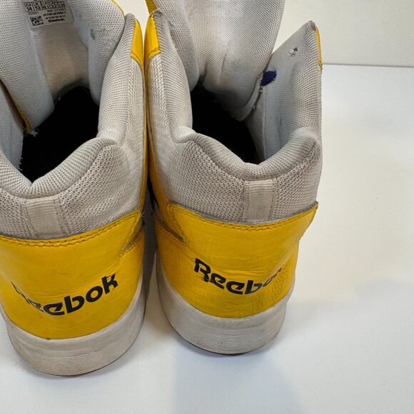 Reebok Royal BB4500 Shoes Mens Size 14 White Yellow Purple High Top Leather - Picture 7 of 8
